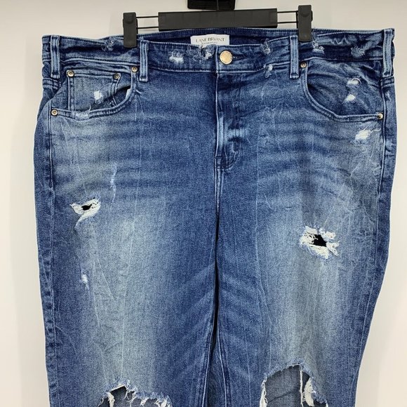 Lane Bryant Jeans Blue Distressed Denim Straight - Picture 2 of 9